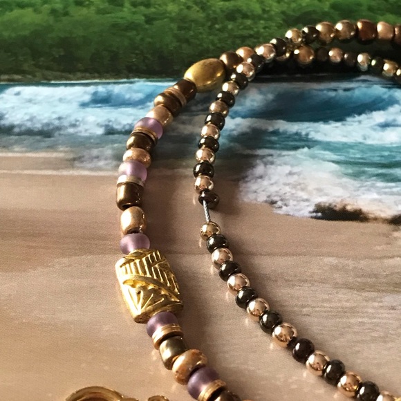 Anklet Bracelet Customized Gold Flower Mauve Brown Black Beads New - Picture 2 of 6